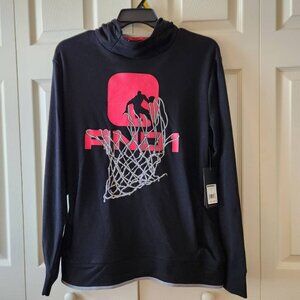 AND1 Men's Black Bank Shot Hoodie L Basketball Graphic
